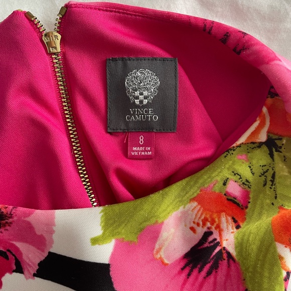 Vince Camuto Pink and Orange Floral Midi Dress - Picture 3 of 3